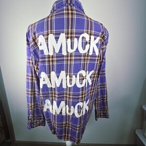 Hocus Pocus Disney Amuck Amuck Amuck Purple Plaid Button Up Shirt Sarah Large